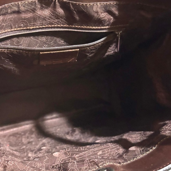 Vintage handmade Brown Leather Tote Bag with Africa Design - Picture 4 of 5